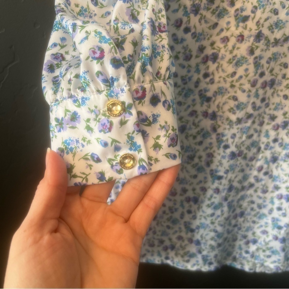 H by Halston Halston Whimsical Floral Button Front Cottagecore Blouse Size:XL - Picture 11 of 13
